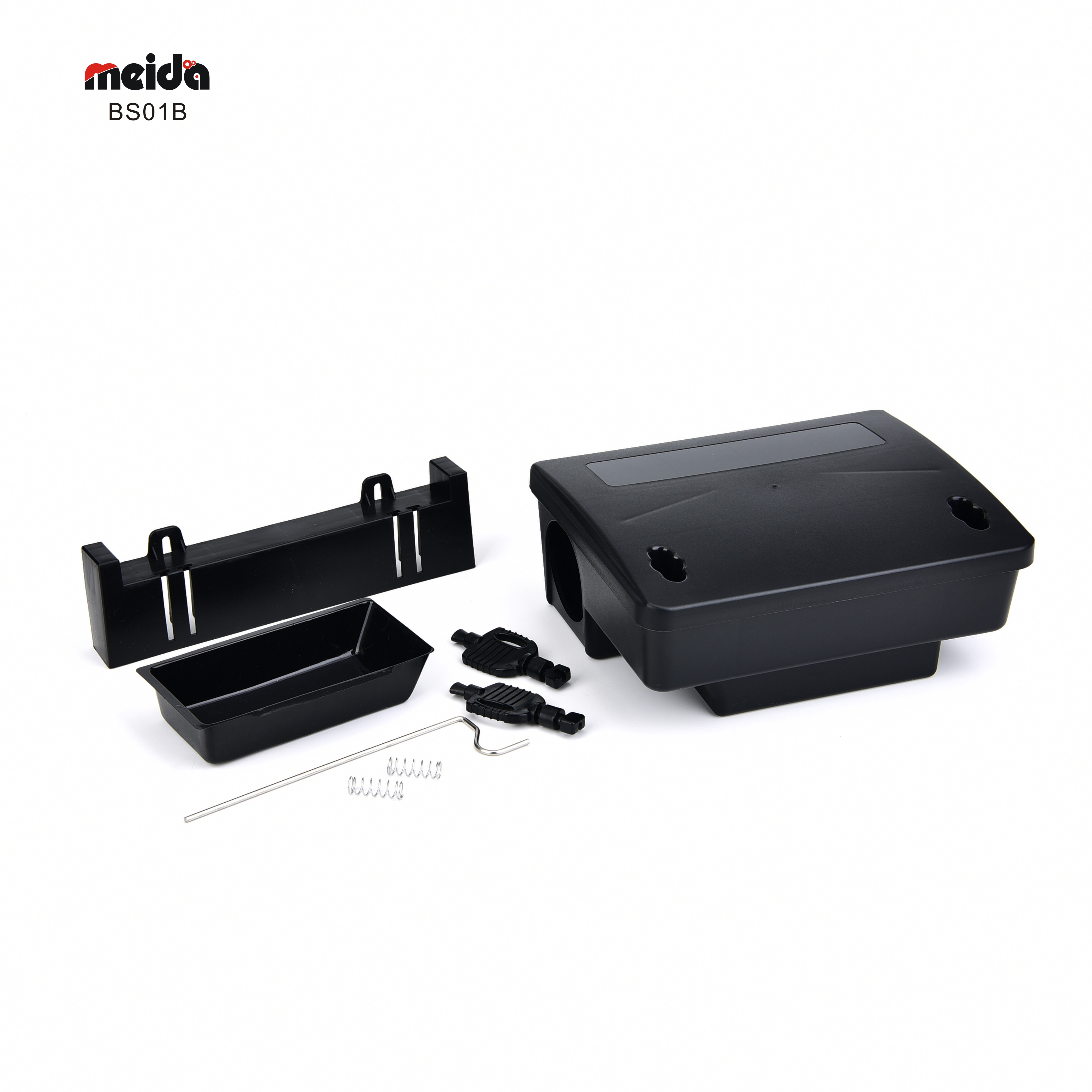 Eco Friendly Plastic Rodent Control Box for Mice Bait Station in Black Power Source-Free