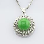 925 Silver Green Chalcedony Cubic Zirocnia Enhancer Pendant Necklace (P19)