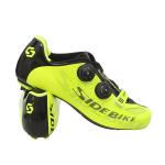 Fluorescent Yellow Cycling Shoes / Carbon Fiber High Stiffness Light Weight Bike