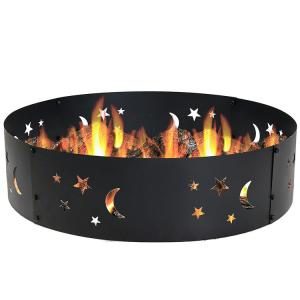 China Outdoor Patio Black Bonfire Camping 360 Degree Round Heavy Duty Portable Wood Burning Firepit with Poker factory