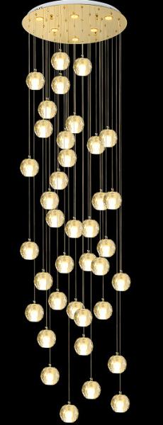 Multi-faceted spherical crystal chandelier Adjustable Height Entryway Chandelier