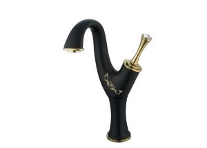China 0.6 - 1.0Mpa Home Depot Faucets Black Gold Polished Zinc Lavatory Basin Mixer factory