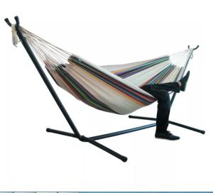 China Outdoor Furniture Rainbow-Color Portable Hammock with Stainless Steel Iron Pipe Stand factory