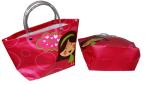 Reusable Orange PP Woven Shopping Bags With Transparent PVC Handle, Danceing