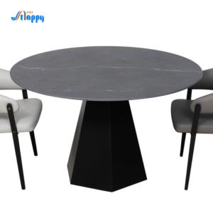 China Corrosion Resistance Black Round Dining Table With Contemporary Type DT-1022 factory