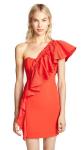 Ruffle Shoulder Ladies Dress Bodycon Mini