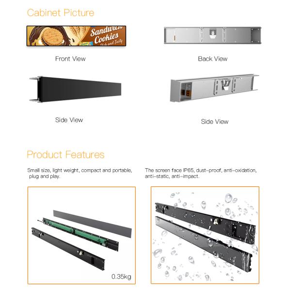 Long Narrow Shelf Advertising Screen Stretch Bar Led Display Digital Signage P1.25