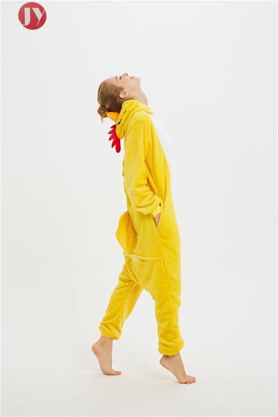 Wholesale Soft Fluffy Flannel Yellow Chicken Kigurumi Costume Pajamas