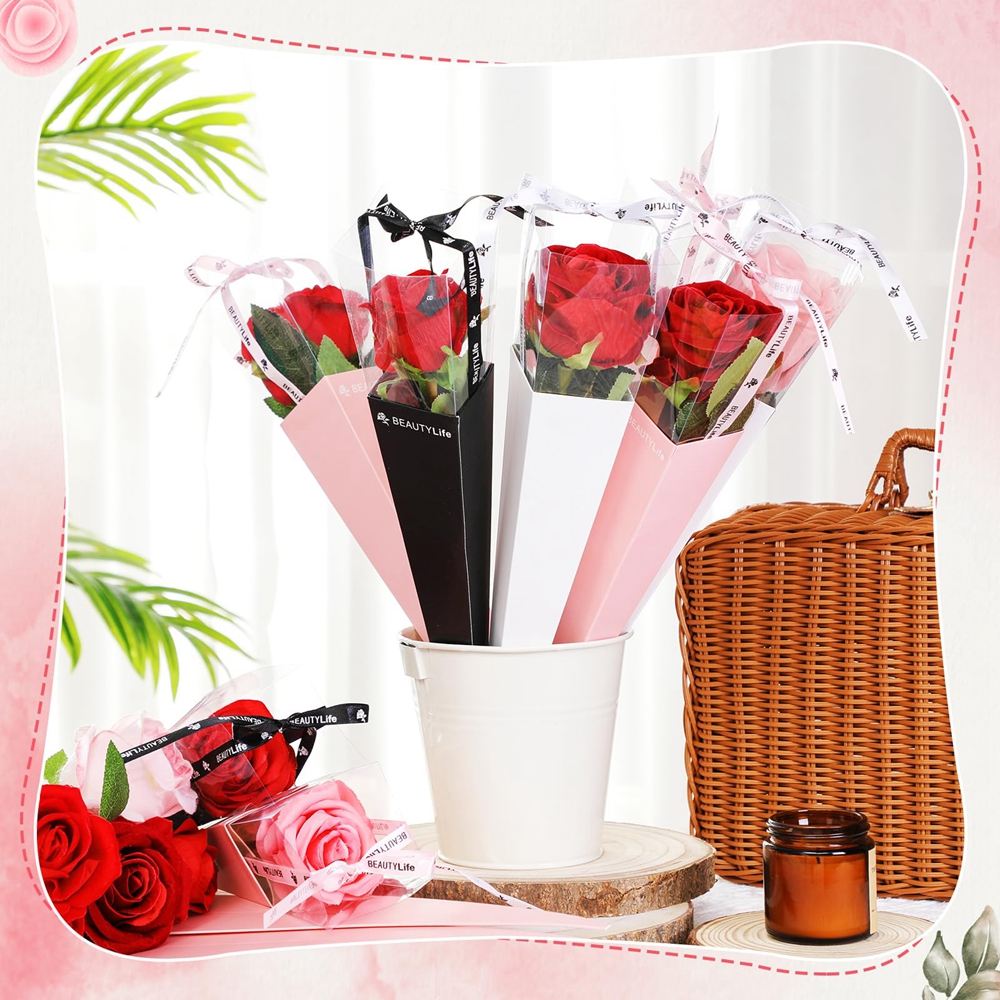 Handmade Custom Cut Valentine's Day Rose Sleeves in Gravure Printed Kraft Paper Bag
