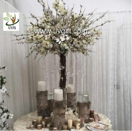 UVG Decorative Centerpieces Table Wedding Blossom Trees White Artificial