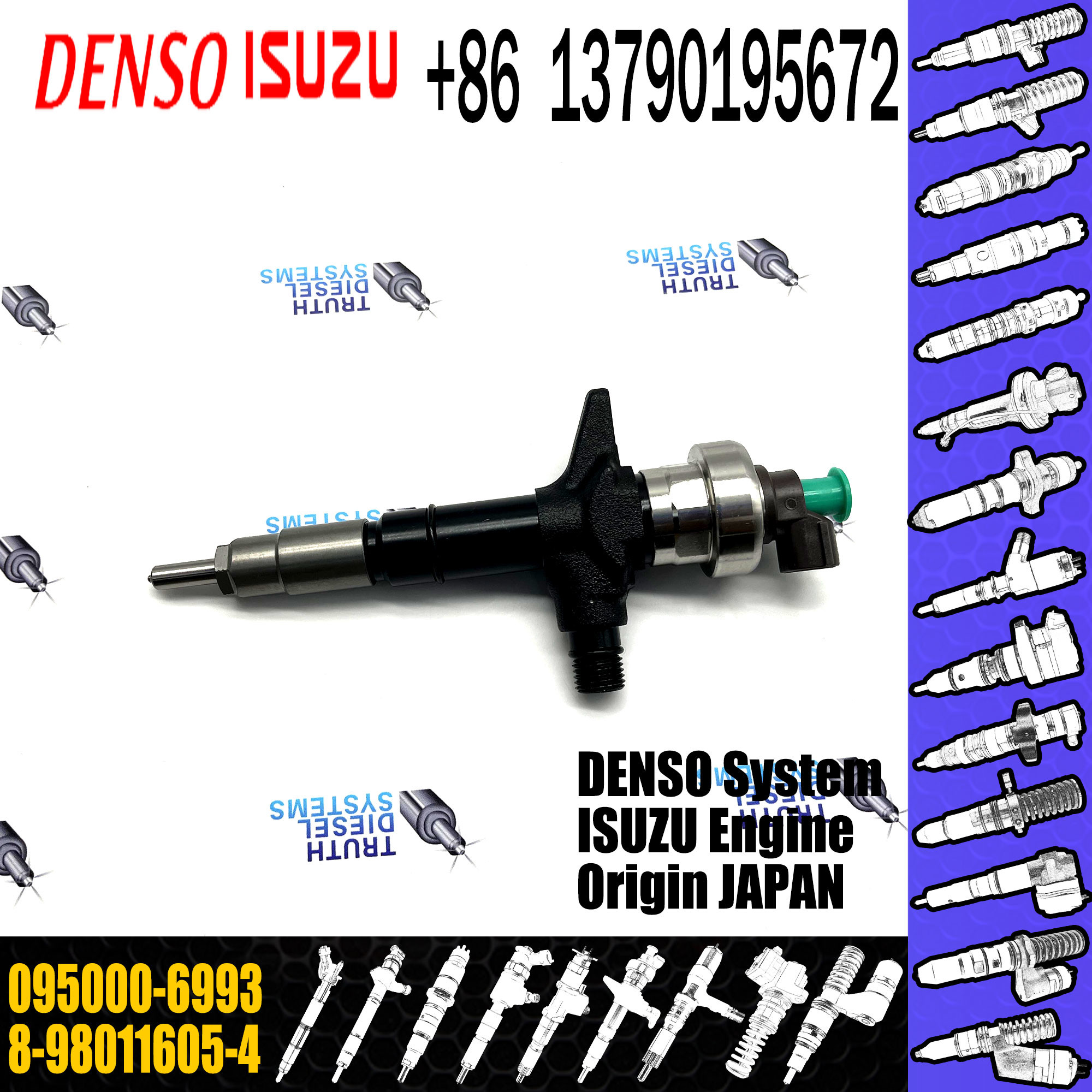 Huida Diesel Engine fuel injector 095000-6992 8-98011605-3 095000-6993 8-98011605-4 Original