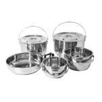 High Quality 9 Pieces Stainless Steel Outdoor Tableware Set Camping Cooking Pot