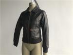 Womens PVC Leather Biker Jacket Dark Brown Color Plastic Zip Through LEDO1715
