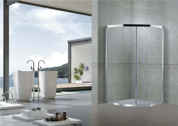 Chromed Stainless Steel Diamond Shower Doors Double Sliding 8 MM Clear / Forsted