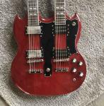 Custom high quality 12 string+6 string double head electric guitar Wine red SG