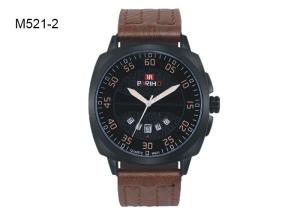 China BARIHO Men's Quartz Watch Black And White Dial Leather Band Wrist Watch M521 factory