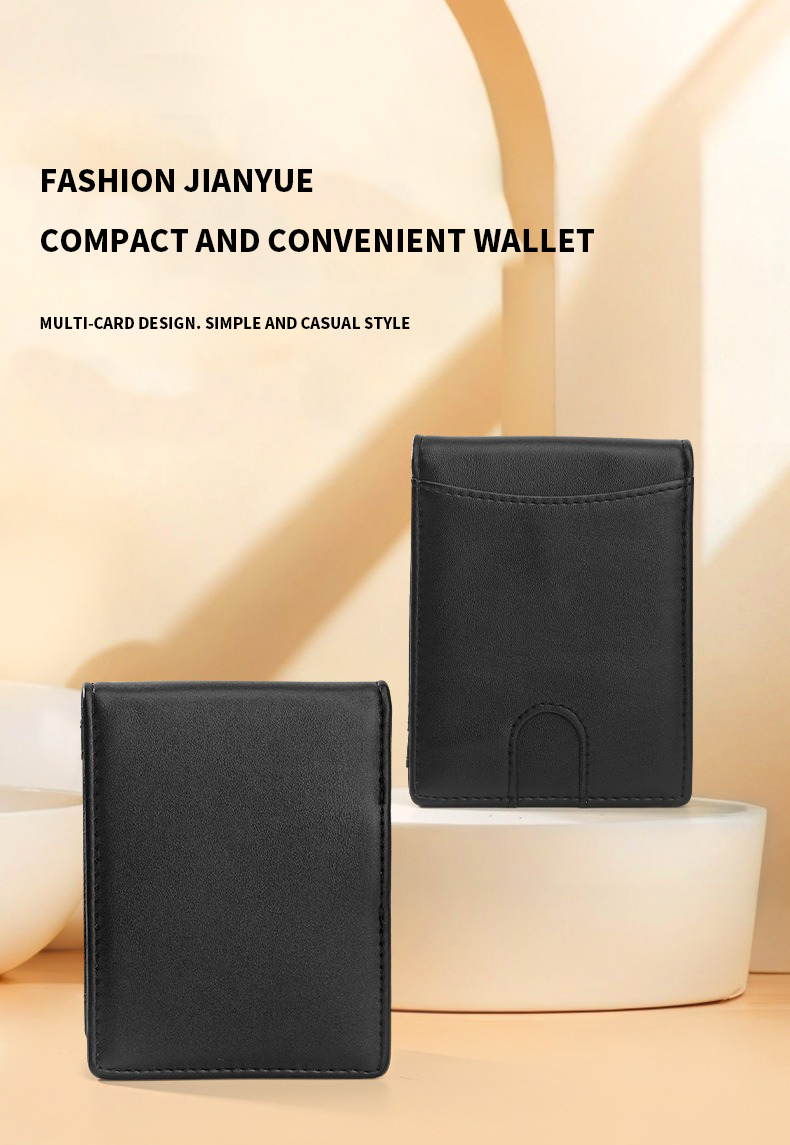 Short Genuine Leather Wallets Mens RFID Blocking Money Clips Wallet Short Wallet Length