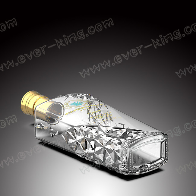 Transparent Embossing Luxury Spirits Tequila Rectangular Bottle