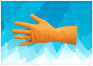 China Orange Color Latex Exam Gloves , Dip Flock - Lined Style Non Powdered Gloves factory