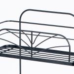 Iron And Bamboo Bathroom Shower Caddy Wall Mounted 2 Tiers With Wire Basket