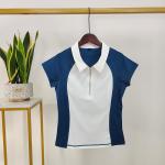 Stitching Contrast Color Horse Riding Polo T Shirts Short Sleeve Base Layer