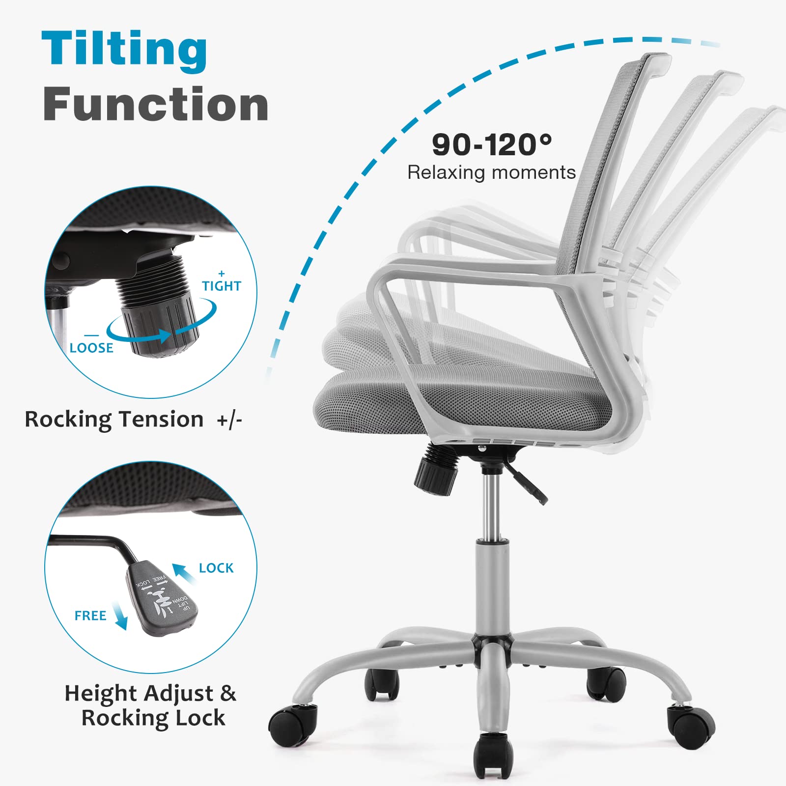 Ergonomic Home Office Chair Customized Color Swivel Chair with Lumbar Support and Armrests