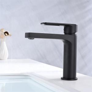 China Brass Modern Single Hole Single Handle Basin Mixer in Matte Black factory
