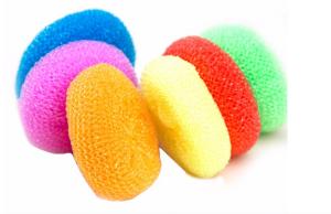 China Yellow Green Color Plastic Pan Scourers , Rust Resistant Kitchen Scouring Pads factory