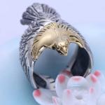 Mens Fashion Jewelry Sterling Silver Eagle Sculpture Skyhawk Ring (XH042519W)