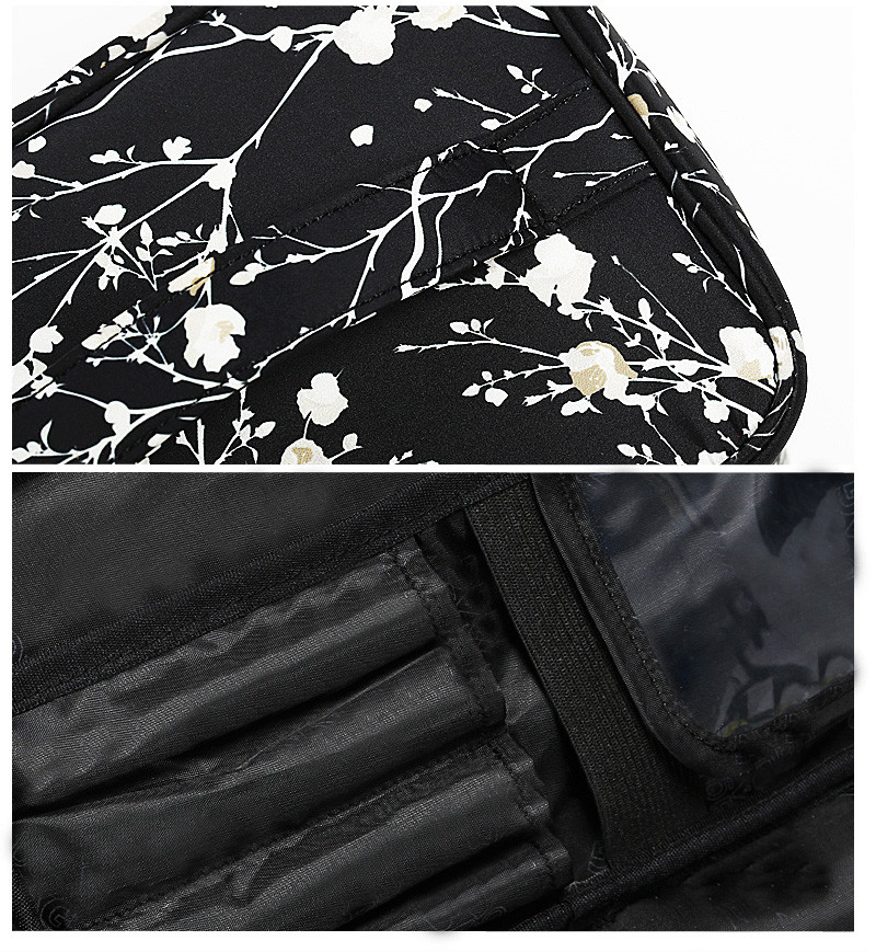 Large Capacity Floral Zipped Nylon Travel Cosmetic Bag