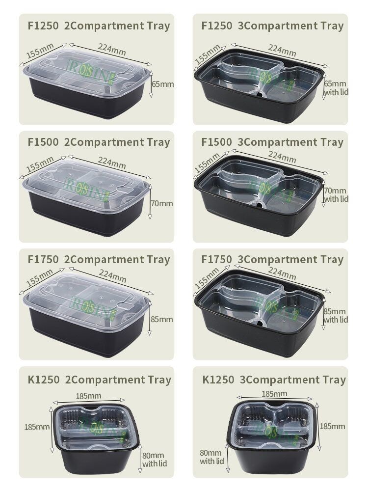 Disposable Plastic Meal Prep Containers Rectangular With Inner Tray