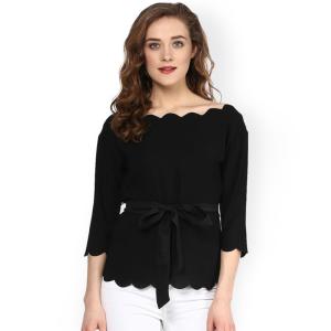 China Women Fashionable Black Scalloped Top factory