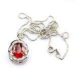 Women Fashion Oval Garnet Cubic Zirconia Pendant 925 Sterling Silver Jewelry