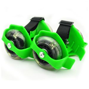 China YOBANG Green Adjustable Two Wheels Skate Shoes Flashing Heel Wheels Clip on Skates on sale