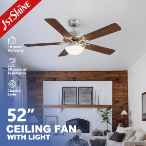China Smart Decorative Ceiling Fan With Light 2*E27 Brushed Nickel MDF Blade Remote Control factory