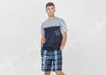 Contrast Color Mens Summer Sleepwear / Mens Short Sleeve Pyjamas Very Soft