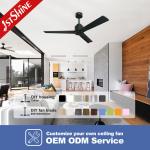 Black 3 Solid Wood Blades Quiet Ceiling Fan With Remote Control