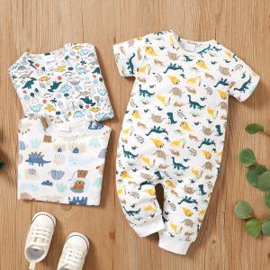 China New Long Baby Creeper One Piece Baby Snap Baby Cotton With Printing Newborn Boys Girls Bodysuit Wholesale factory