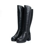 S100 New velvet high tube thick warm women's boots mid-heel women's leather