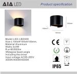 Waterproof IP65 adjustable angle outside wall lights black & outdoor wall led