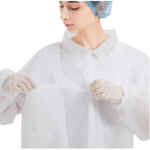CE FDA Disposable Lab Coats , Full Sleeve Disposable Medical Jacket