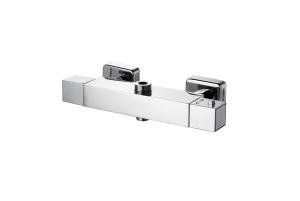 China Two Handle Thermostatic Bath Mixer Chrome Black Polished Surface T8089 factory