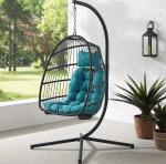 Customized Color Hanging Round Swing Egg Chair With Stand Rattan Patio Swing