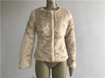Ladies' Short Faux Fur Coat Blonde Color Collarless Comfortble Feeling TW68773