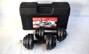 China 15kg 20kg 30kg set painting black adjustabel dumbbell barbell set for sale factory
