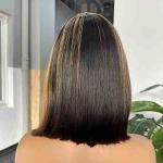 C Part Bleached Knots Hightlight Blunt Cut Bob Wigs Lace Frontal 9A Grade