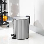 3L 5L 12L 20L 30L Iron Pedal Round Stainless Steel Trash Bin With Thin Lid