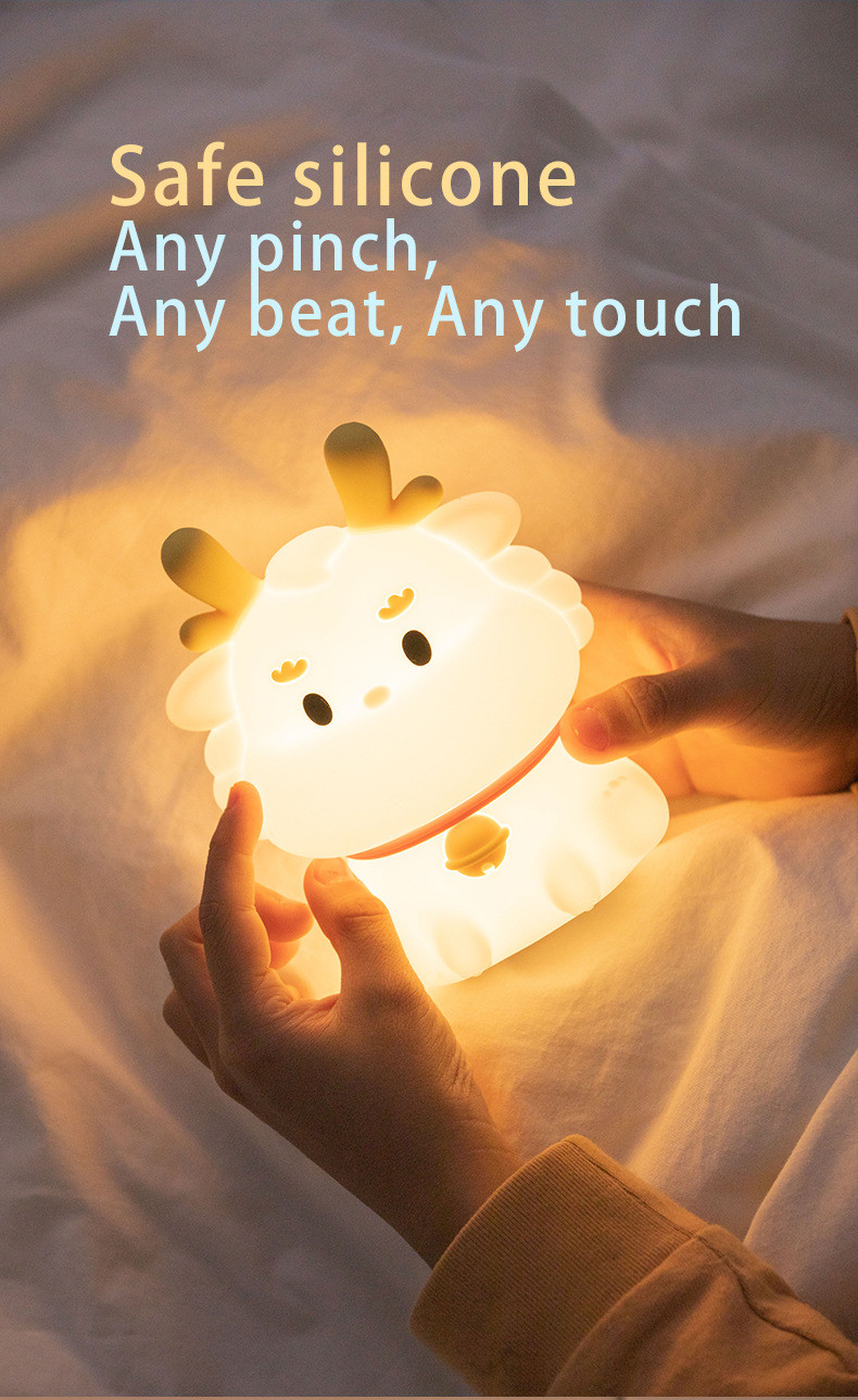 Cute Silicone Dragon Night Light Bedroom Decoration Mini Lovely Night Lamp Animals Cartoon Night Light For Kids