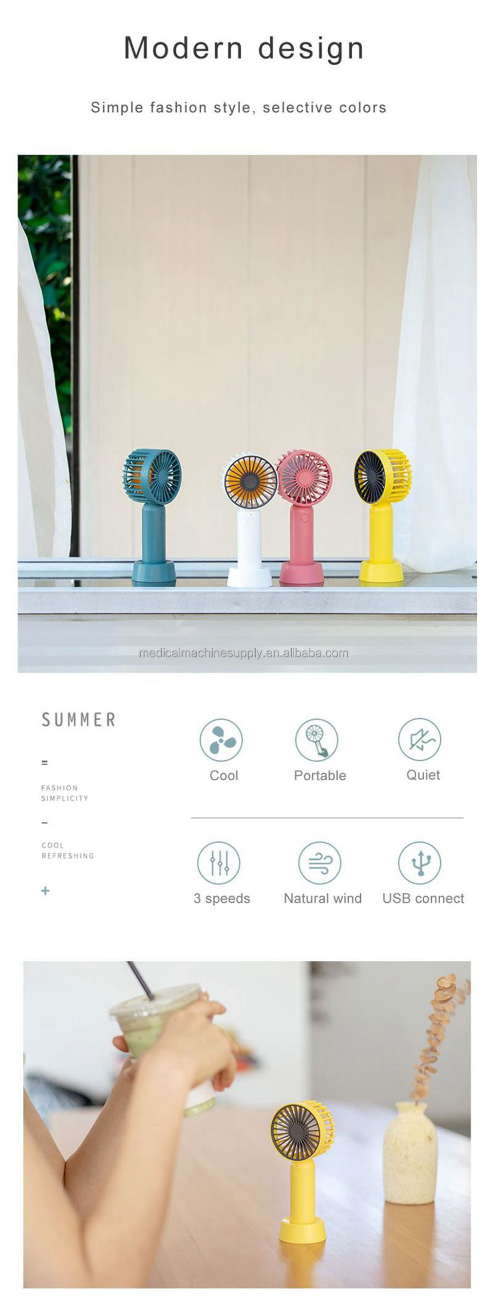 Air Cooling Fan Rechargeable Table Fan Mini Handheld Fan 0.174g Item Weight