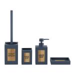 Square Polyresin Bathroom Accessories Set With Laser Bamboo Letter